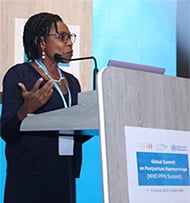 Pascale Allotey giving speech at the PPH Summit
