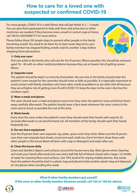 How to care for someone with suspected or confirmed COVID-19
